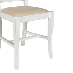 Sedia in Legno Bianco Spigolato e Tessuto Juma Beige Made in Italy - Diamante