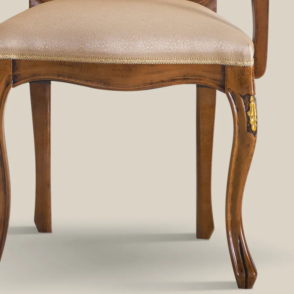 Sedia in Legno Classica Tessuto Imbottito di Lusso Made in Italy - Majesty