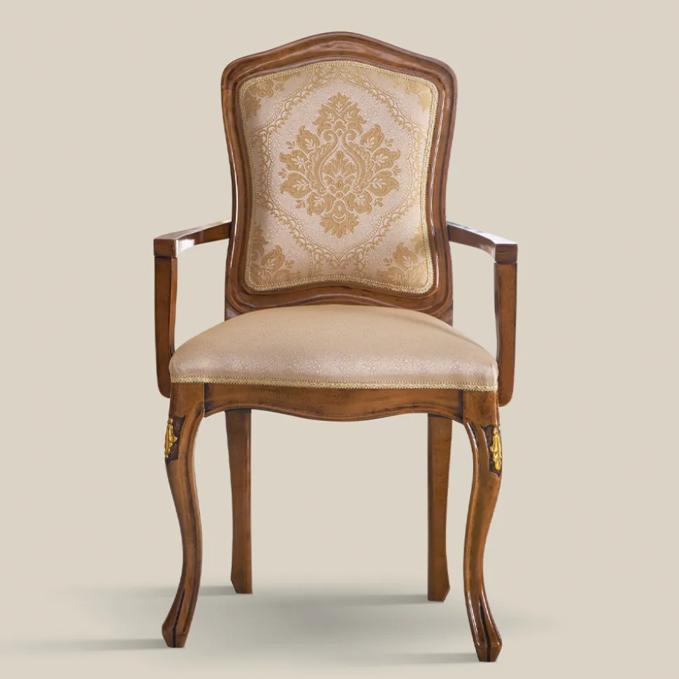 Sedia in Legno Classica Tessuto Imbottito di Lusso Made in Italy - Majesty