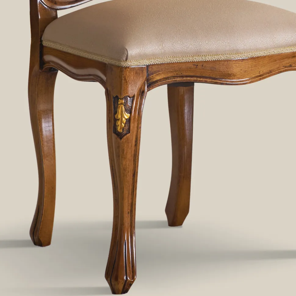 Sedia in Legno Classica Tessuto Imbottito di Lusso Made in Italy - Majesty