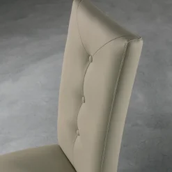 Sedia in Legno e Seduta in Ecopelle con Bottoni Design Italiano - Mircea