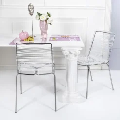 Sedia in Plexiglass Trasparente e Ferro Made in Italy 2 Pezzi - Charlotte
