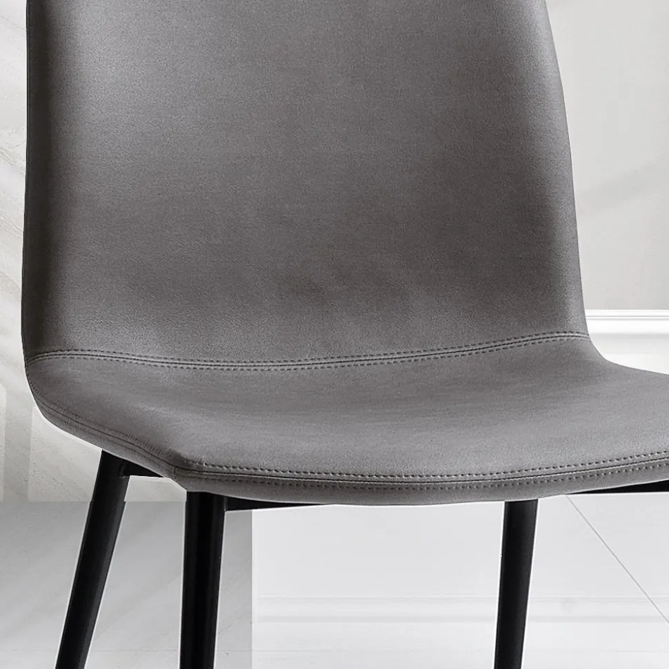 Sedia in Tessuto Fibrato Effetto Pelle e Gambe in Metallo Made in Italy - Amane