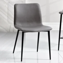Sedia in Tessuto Fibrato Effetto Pelle e Gambe in Metallo Made in Italy - Amane