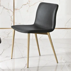 Sedia in Tessuto Fibrato Effetto Pelle e Gambe in Metallo Made in Italy - Amane