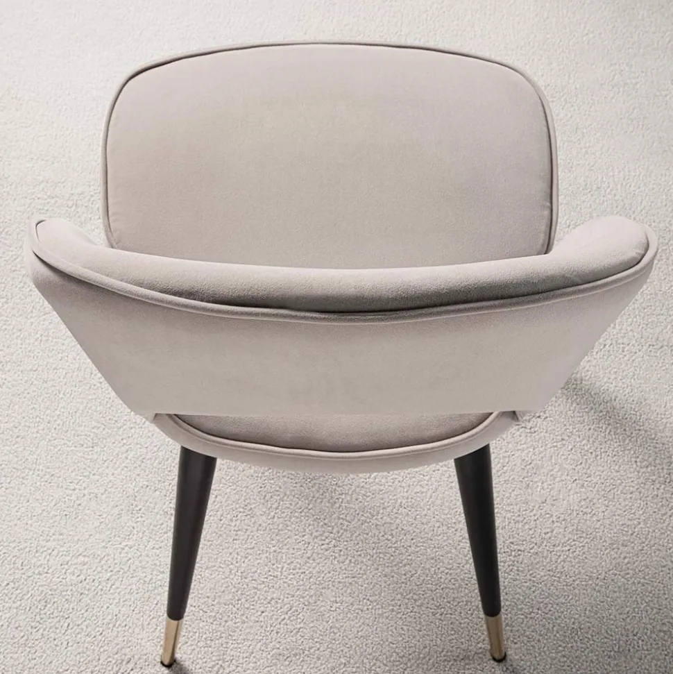 Sedia in Velluto con Gambe in Metallo Nero e Ottone Satinato, 4 Pezzi - Sibea