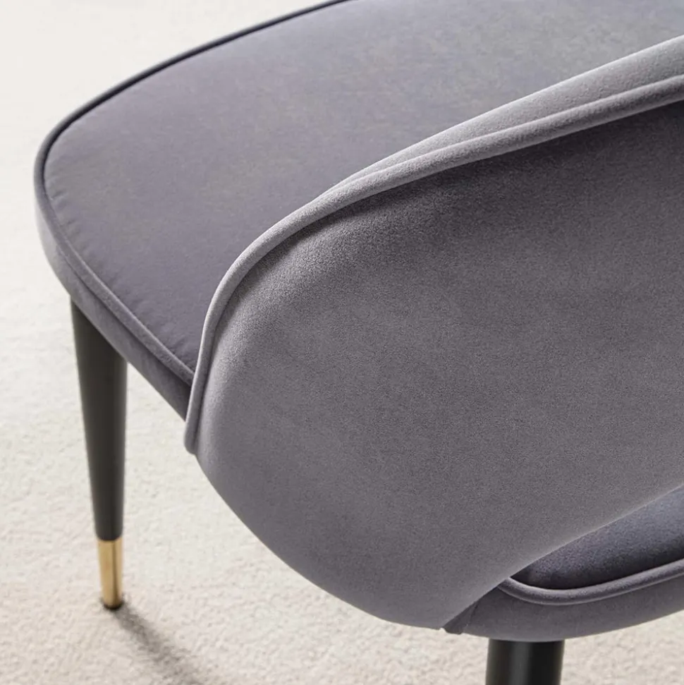 Sedia in Velluto con Gambe in Metallo Nero e Ottone Satinato, 4 Pezzi - Sibea