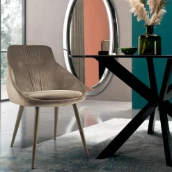 Sedia in Velluto e Acciaio Laccato RAL Made in Italy 4 Pezzi - Mariapina