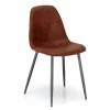 Sedia living moderna in similpelle marrone vintage, 4 pezzi - Elice