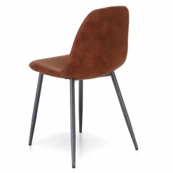 Sedia living moderna in similpelle marrone vintage, 4 pezzi - Elice
