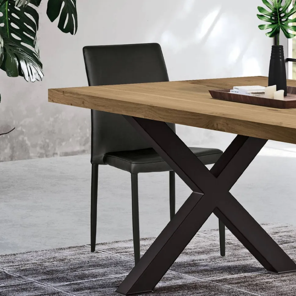 Sedia Moderna da Zona Living in Ecopelle e Metallo Made in Italy - Michaela