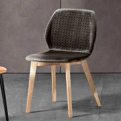 Sedia Moderna di Design Elegante in Velluto Trapuntato e Legno - Scarat