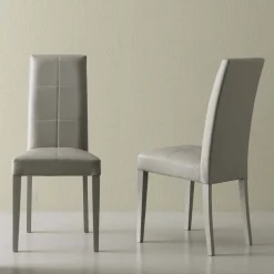 Sedia moderna in ecopelle grigio ghiaccio Linear