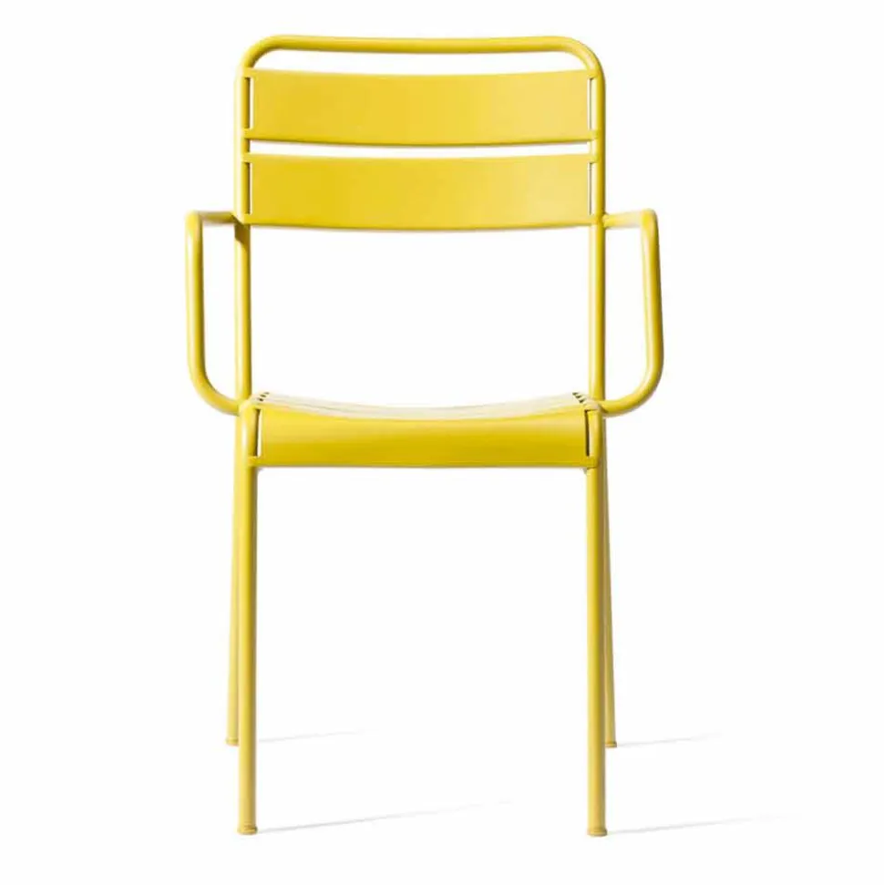 Sedia per Esterno Impilabile Verniciata a Polvere Made in Italy, 4 Pezzi - Amina