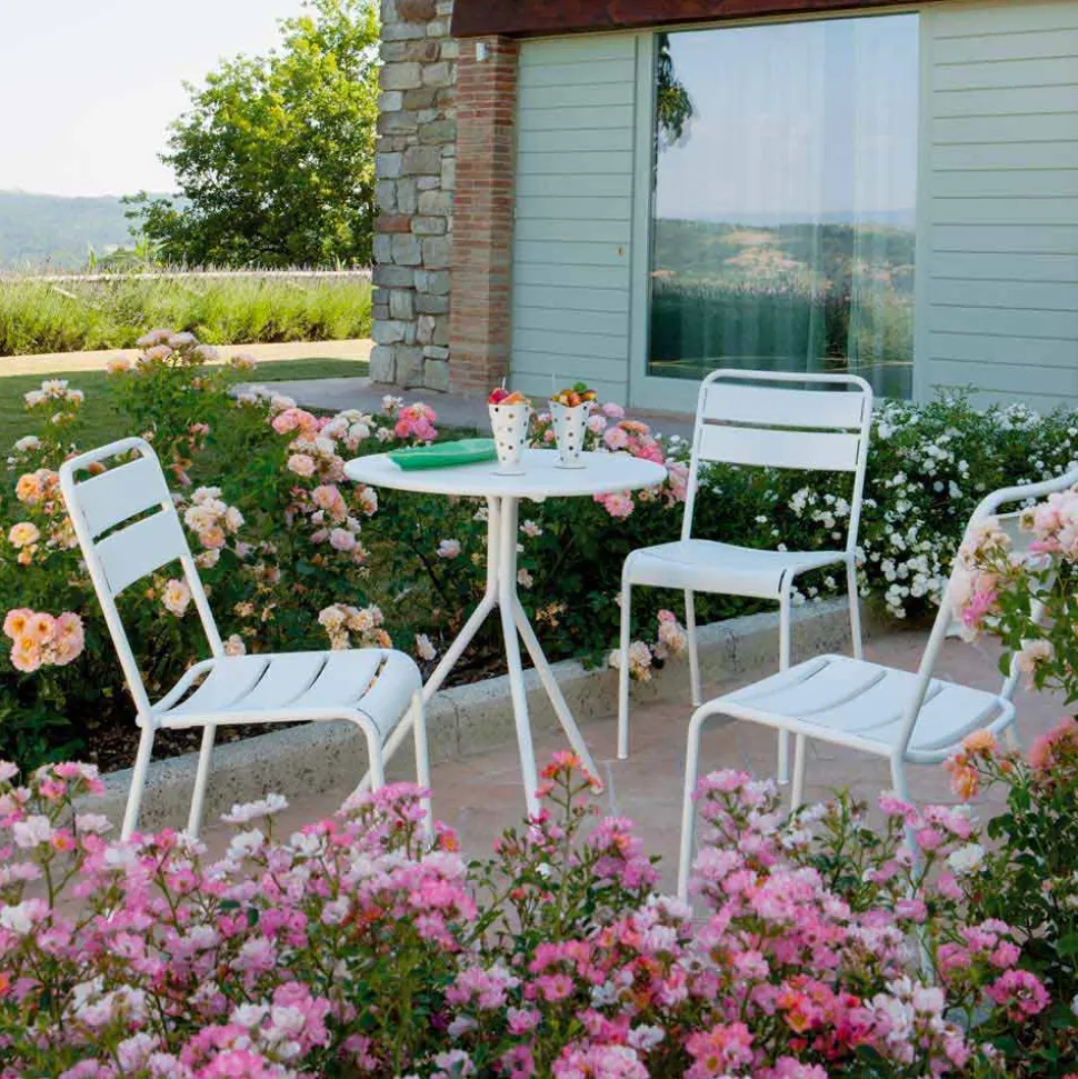 Sedia per Esterno Impilabile Verniciata a Polvere Made in Italy, 4 Pezzi - Amina