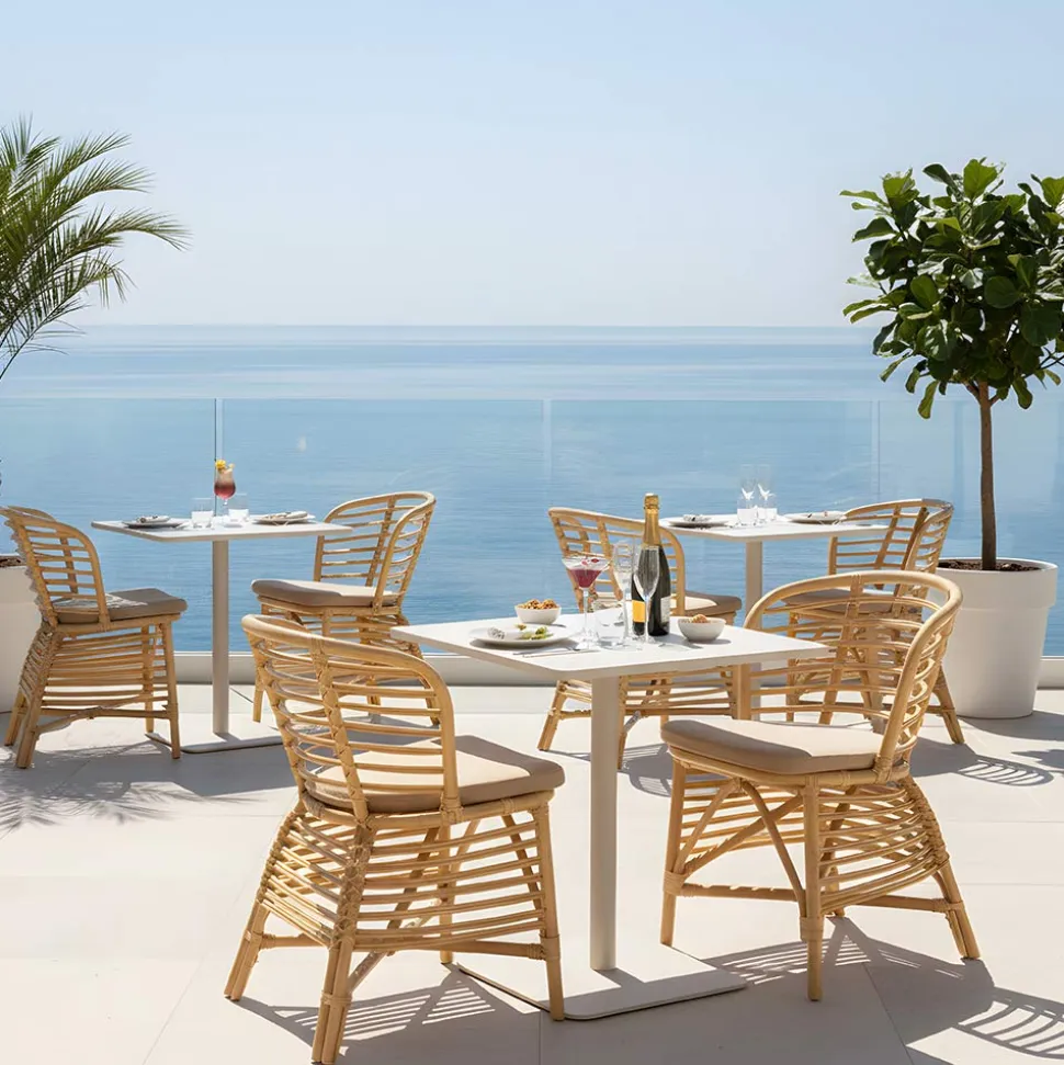 Sedia per il Giardino in Rattan Naturale con Cuscino Incluso – Torvi