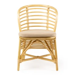 Sedia per il Giardino in Rattan Naturale con Cuscino Incluso – Torvi