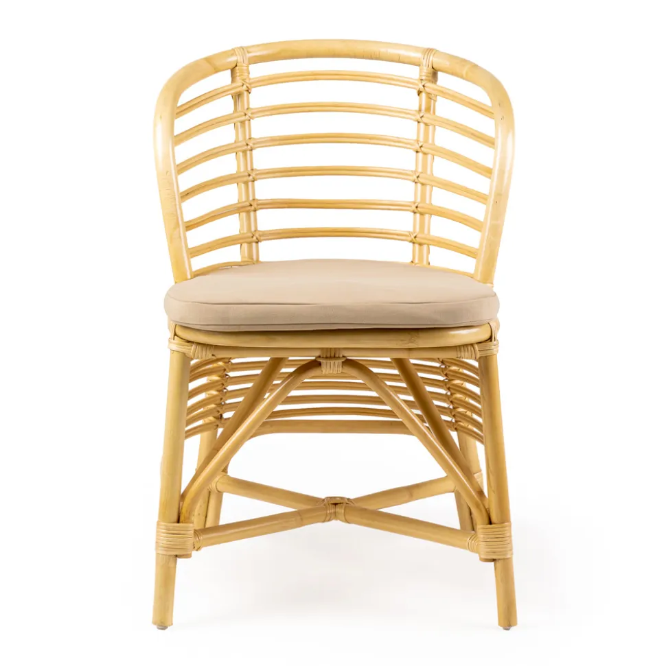 Sedia per il Giardino in Rattan Naturale con Cuscino Incluso – Torvi
