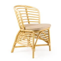 Sedia per il Giardino in Rattan Naturale con Cuscino Incluso – Torvi