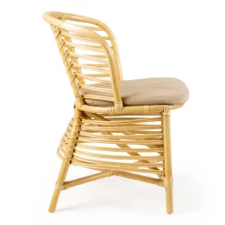 Sedia per il Giardino in Rattan Naturale con Cuscino Incluso – Torvi