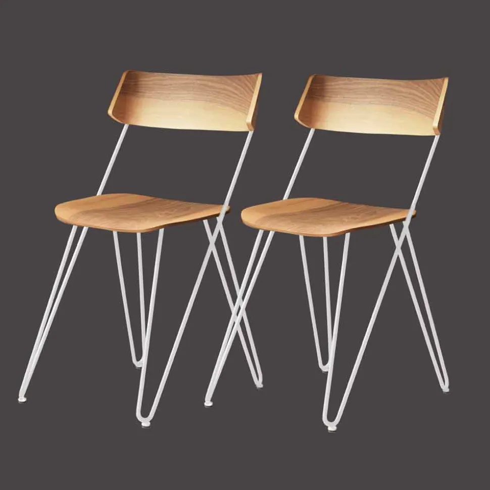 Sedia per Sala da Pranzo Artigianale in Legno e Acciaio Made in Italy - Valencia