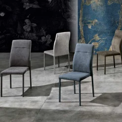 Sedia per sala da pranzo di design in tessuto made in Italy, Luigina