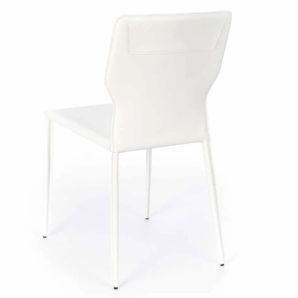 Sedia per Sala da Pranzo in Metallo Rivestita in Similcuoio, 4 Pezzi - Titty