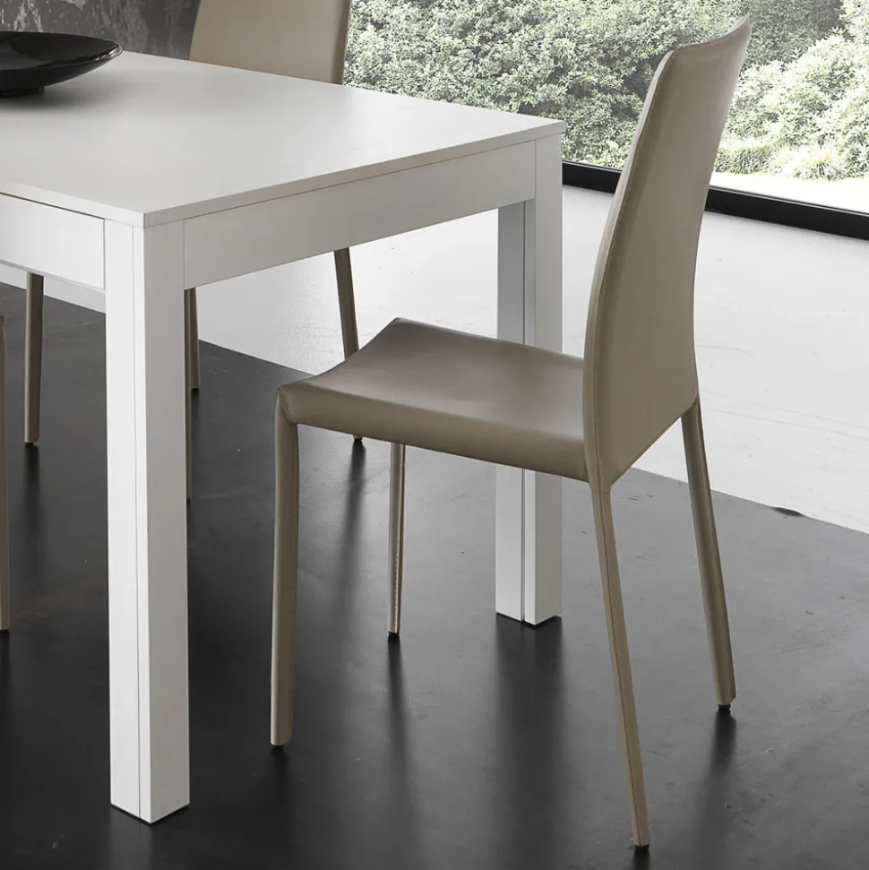 Sedia per Sala da Pranzo in Metallo Rivestita in Similcuoio, 4 Pezzi - Nadia