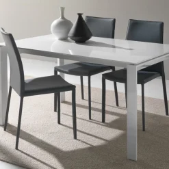 Sedia per Sala da Pranzo in Metallo Rivestita in Similcuoio, 4 Pezzi - Nadia