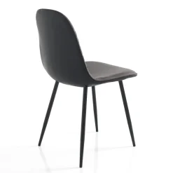 Sedia per Sala da Pranzo in Microfibra e Metallo Nero Opaco 4 Pezzi - Jake