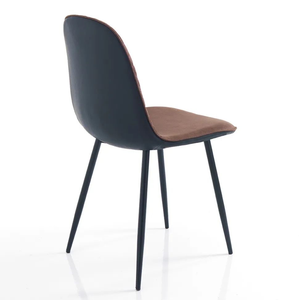 Sedia per Sala da Pranzo in Microfibra e Metallo Nero Opaco 4 Pezzi - Jake