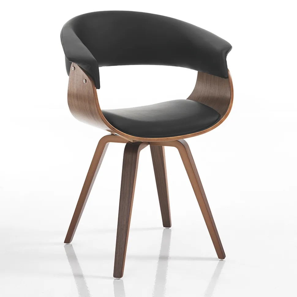 Sedia per Sala da Pranzo in Pelle Sintetica e Legno Multistrato - Nubea
