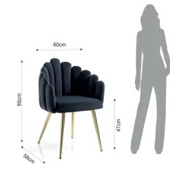 Sedia per Sala da Pranzo in Tessuto Effetto Velluto e Metallo - Raffinata