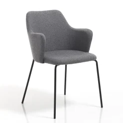 Sedia per Sala da Pranzo in Tessuto e Metallo Nero Opaco 2 Pezzi - Corinna