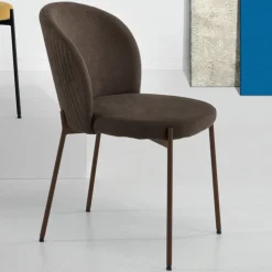 Sedia per Sala da Pranzo in Tessuto Imbottito e Metallo 4 Pezzi - Coppa