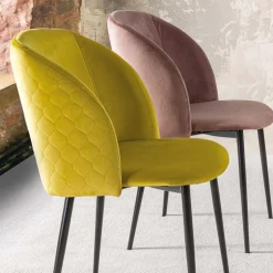 Sedia per Sala da Pranzo in Velluto con Gambe in Metallo Nero, 4 Pezzi - Hanna