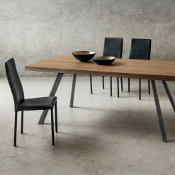 Sedia per Sala da Pranzo Rivestita in Ecopelle Made in Italy, 2 Pezzi - Belga