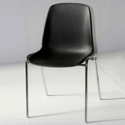 Sedia per Sala Riunioni o Sala Congressi Moderna in Metallo e ABS Nero – Zetica