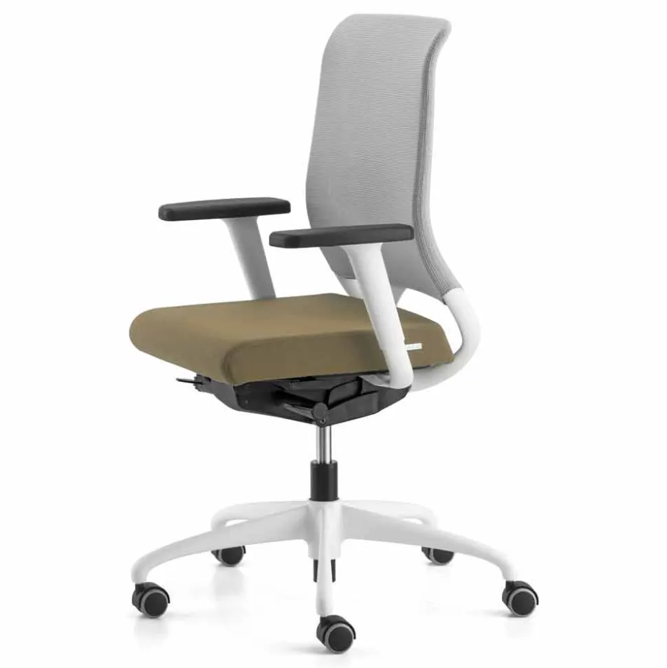 Sedia per Ufficio Design Ergonomico Girevole con Braccioli e Ruote - Meliva
