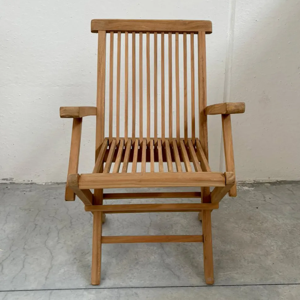 Sedia Pieghevole da Esterno in Teak con Braccioli – Yggdrasil