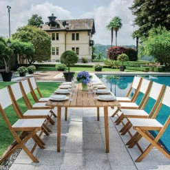 Sedia Pieghevole da Esterno in Legno di Acacia e Textilene - Perfetta