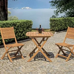 Sedia Pieghevole da Esterno in Legno di Acacia con Braccioli Opzionali - Fontana