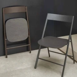 Sedia Pieghevole in Metallo e Legno Rovere 2 Pezzi Made in Italy - Roberta