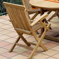 Sedia Pieghevole Outdoor in Teak con Braccioli – Yggdrasil