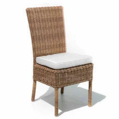 Sedia Pranzo Esterno in Rattan Sintetico Intrecciato e Tessuto, 2 Pezzi - Yves