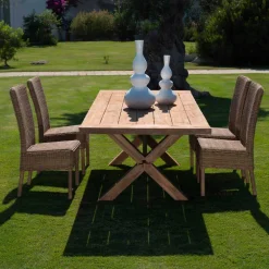 Sedia Pranzo Esterno in Rattan Sintetico Intrecciato e Tessuto, 2 Pezzi - Yves