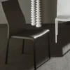 Sedia Pranzo Moderna in Metallo Verniciato e Seduta Ecopelle, 4 Pezzi - Alba
