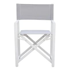 Sedia Regista da Esterno in Metallo Bianco e Textilene Grigio - Nature