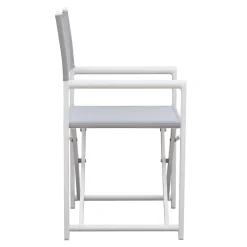 Sedia Regista da Esterno in Metallo Bianco e Textilene Grigio - Nature