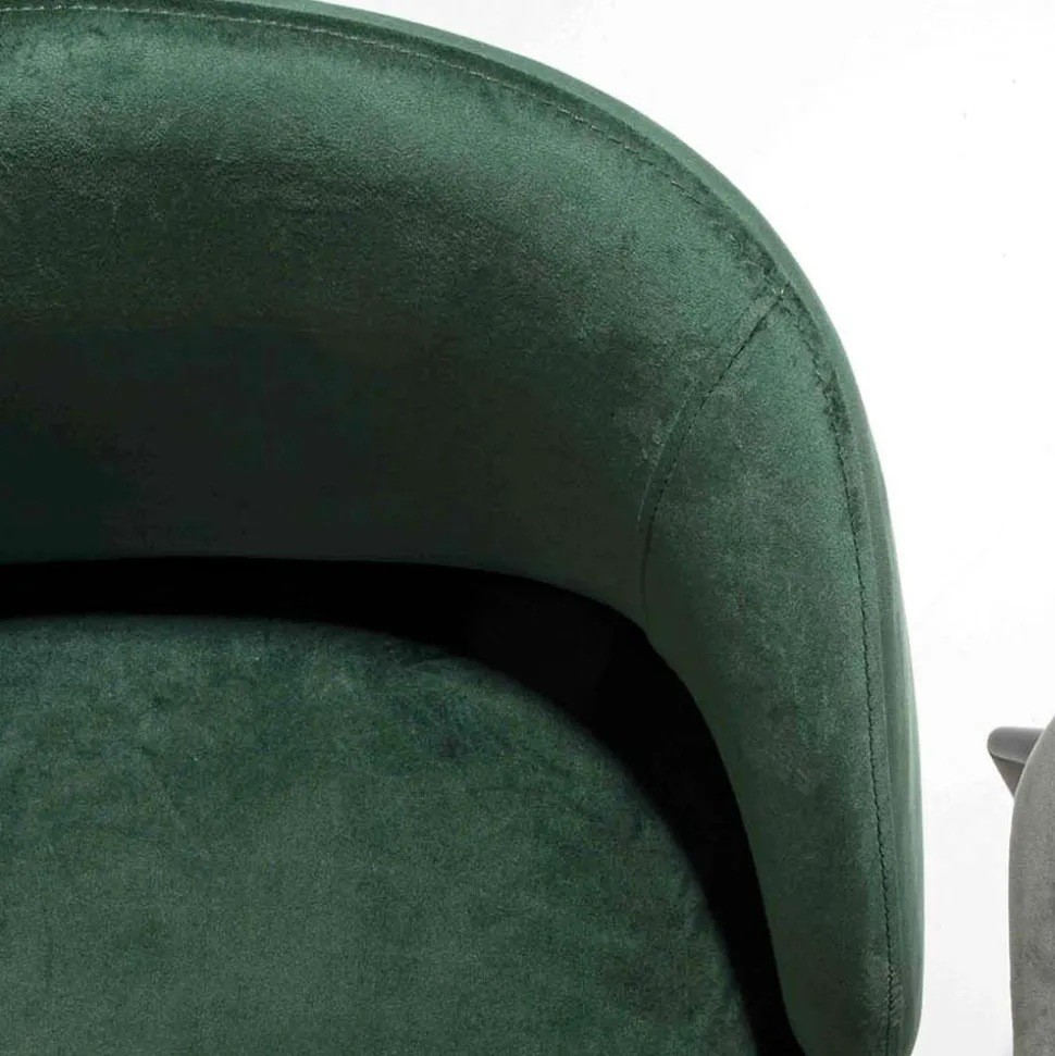 Sedia Rivestita in Velluto con Base in Metallo Verniciato Nero, 2 Pezzi - Avana